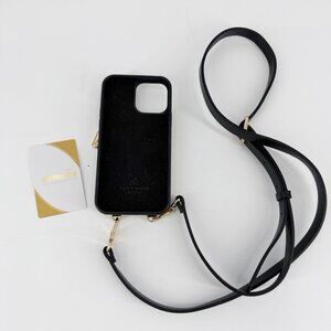 ZVE Leather Card Holder Crossbody Ipone 13 Pro Max RFID Blocking Cover Black
